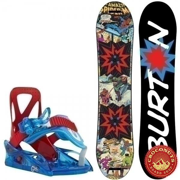 Pack Burton Chopper LTD Marvel + Fixations Burton Grom Red Blue 2017