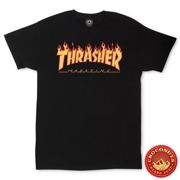 Tee Shirt Thrasher Flame Logo Black 2019