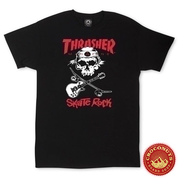 Tee Shirt Thrasher Skate Rock Skull Black 2020