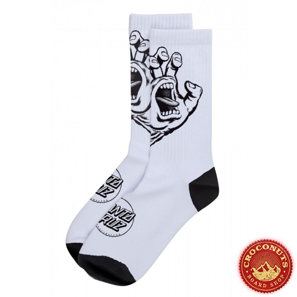 Chaussettes Santa Cruz Screaming Hand Mono White 2020