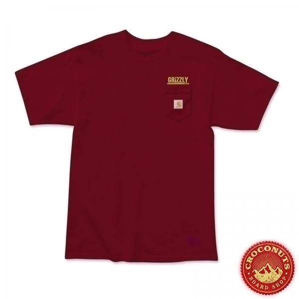 Tee Shirt Grizzly X Carhartt Stamp Work Burgundy 2020