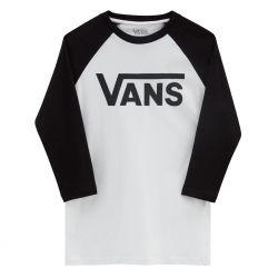 Tee Shirt Vans Raglan Boys White Black 2023 pour junior