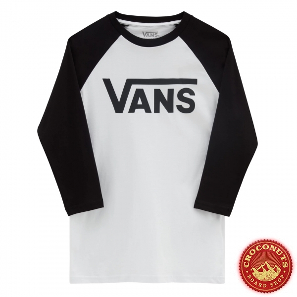 Tee Shirt Vans Raglan Boys White Black 2023