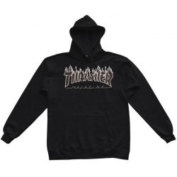 Sweat Thrasher Flame Hood Black Black 2021 pour