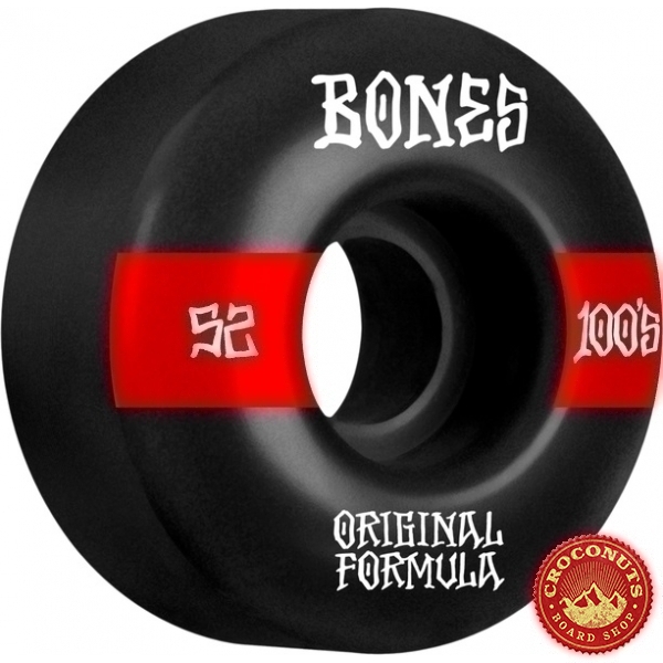 Roues Bones 100's V4 52mm Black Wide 2021