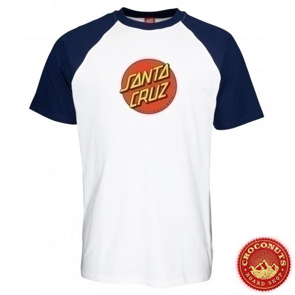 Tee Shirt Santa Cruz Classic Dot Raglan Dark Navy White 2021