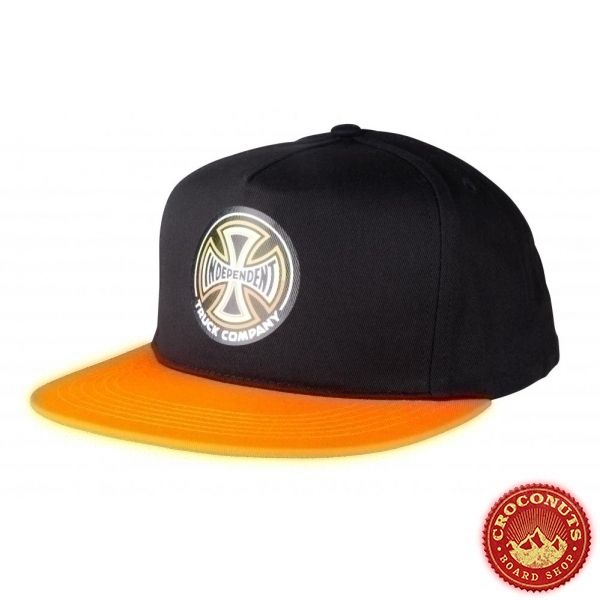 Casquettes Independent Split Cross Snapback Black Orange 2021