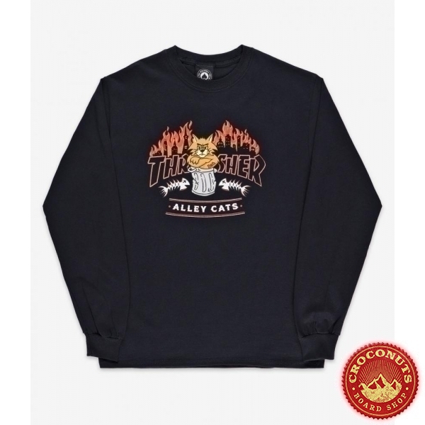 Tee Shirt Thrasher Alley Cats Black LS 2021