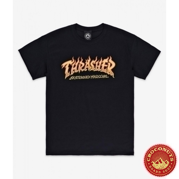 Tee Shirt Thrasher Fire Logo Black 2021
