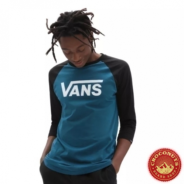 Tee Shirt Vans Classic Raglan Blue Coral Black 2021