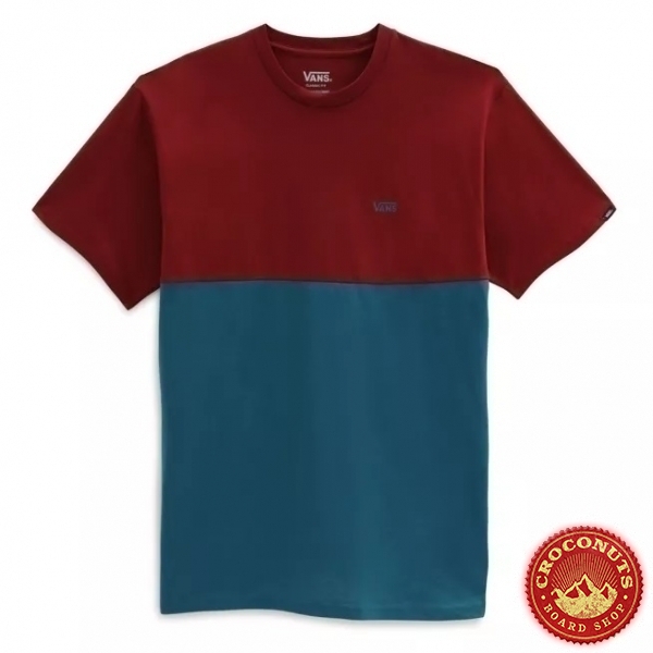 Tee Shirt Vans Colorblock Blue Coral/Pomegranate 2021