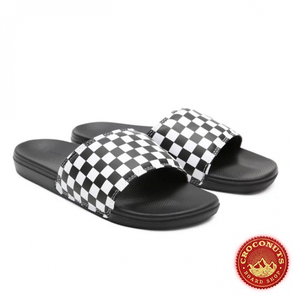 Claquettes Vans Checkerboard White Black 2021