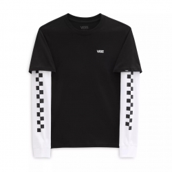 Tee Shirt Vans Boy Long Check Twofer Black 2023 pour enfant