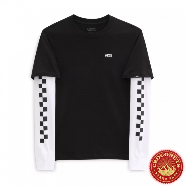 Tee Shirt Vans Boy Long Check Twofer Black 2023