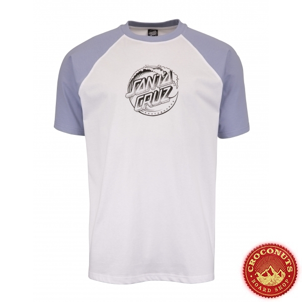 Tee Shirt Santa Cruz Stipple Wave Dot Raglan Iris Blue White 2022