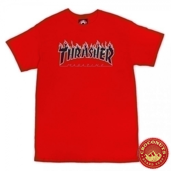 Tee Shirt Thrasher Flame Logo Red 2022