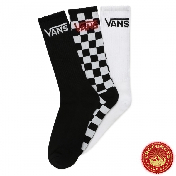 Chaussettes Vans Classic Crew Black Checkerboard (Pack de 3) 2022