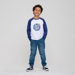 Tee Shirt Santa Cruz Youth Eclipse Baseball Top White Navy Blue 2022 pour junior, pas cher