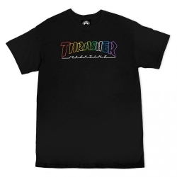 Tee Shirt Thrasher Outline Rainbow Black 2022 pour homme
