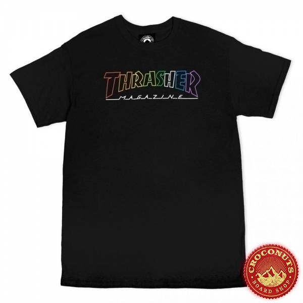 Tee Shirt Thrasher Outline Rainbow Black 2022