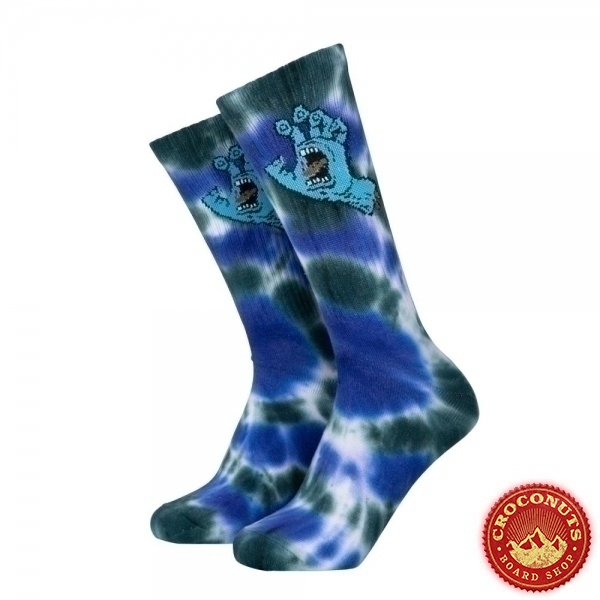 Chaussettes Santa Cruz Screaming Hand Tie Dye White Blue 2022