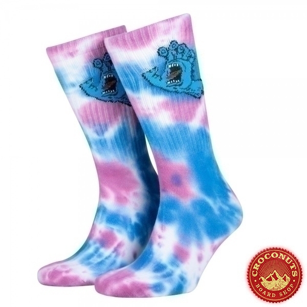 Chaussettes Santa Cruz Screaming Hand Tie Dye White Pink Blue 2023