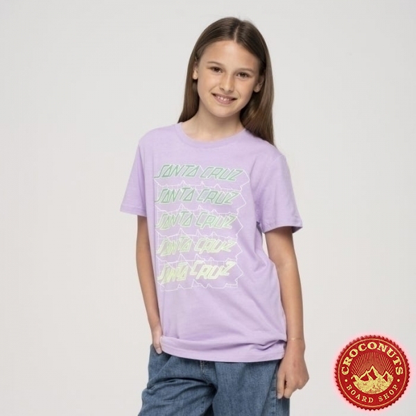 Tee Shirt Santa Cruz Youth Grid Stacked Digital Lavender 2023