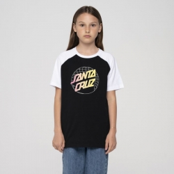 Tee Shirt Santa Cruz Youth Grid Delta Dot Raglan Black White 2023 pour enfant