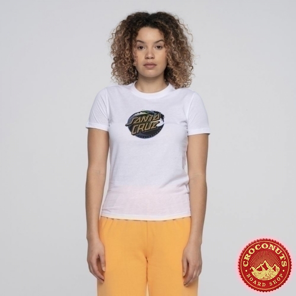 Tee Shirt Santa Cruz Girl Holo Wave Dot Front White 2023
