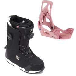 Boots DC Shoes STEP ON Phase Pro Femme Black Light Grey + Fixations Step On Powder Blush 2024 pour femme