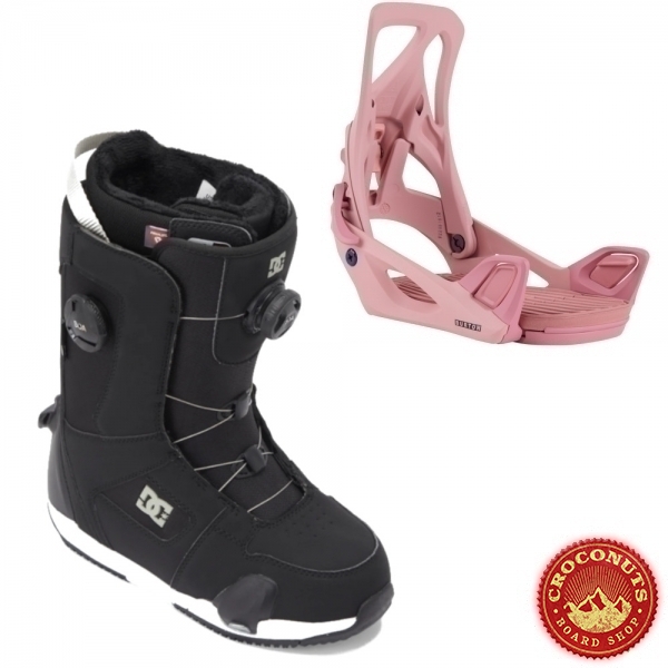 Boots DC Shoes STEP ON Phase Pro Femme Black Light Grey + Fixations Step On Powder Blush 2024