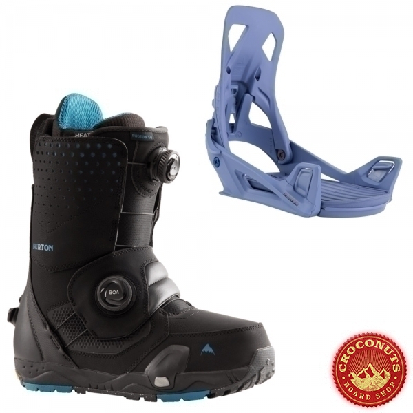 Pack Boots Burton STEP ON Photon Black + Fixations Burton STEP ON Slate Blue 2024