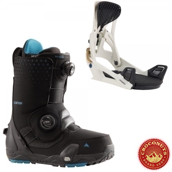Pack Boots Burton STEP ON Photon Black + Fixations Burton STEP ON Genesis White Gold 2023