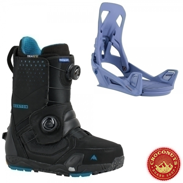 Boots Burton STEP ON Photon Soft Boa Black + Fixations STEP ON Slate Blue 2024