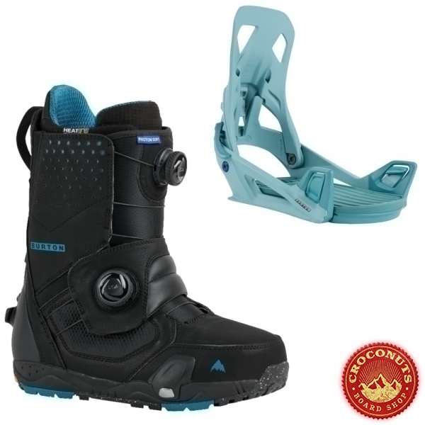 Boots Burton STEP ON Photon Soft Boa Black + Fixations STEP ON Rock Lichen 2024