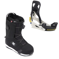Boots DC Shoes STEP ON Phase Pro Boa Black White + Fixations STEP ON White Graphic 2024 pour homme