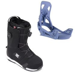 Boots DC Shoes STEP ON Phase Pro Boa Black White + Fixations STEP ON Slate Blue 2024 pour homme