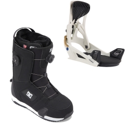 Boots DC Shoes STEP ON Phase Pro Boa Black White + Fixations STEP ON Genesis White Gold 2024 pour homme