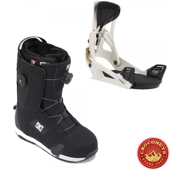 Boots DC Shoes STEP ON Phase Pro Boa Black White + Fixations STEP ON Genesis White Gold 2024