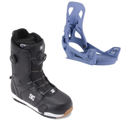 Boots DC Shoes STEP ON Control Boa Black White + Fixations STEP ON Slate Blue 2024 pour homme
