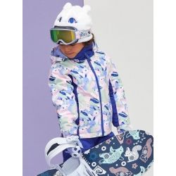 Veste Roxy Snowytale Girl Bright White Mountains Locals 2024 pour enfant, pas cher