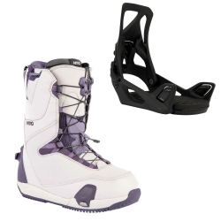 Boots Nitro Cave TLS Step On Lilac Purple + Fixations Burton Step On Black 2023 pour femme, pas cher