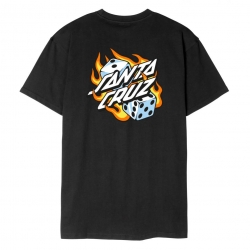 Tee Shirt Santa Cruz Flaming Dice Dot Black 2025 pour unisexe