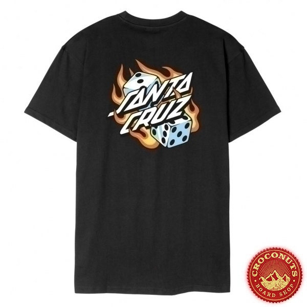 Tee Shirt Santa Cruz Flaming Dice Dot Black 2025