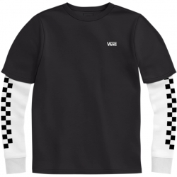 Tee Shirt Vans Boy Long Check Twofer Black 2026 pour enfant