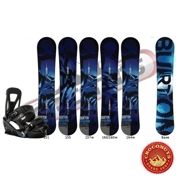 Board Burton Clash + Fixations Burton Freestyle Black 2014