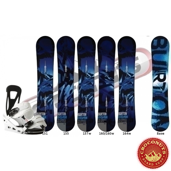 Board Burton Clash + Fixations Burton Freestyle White 2014